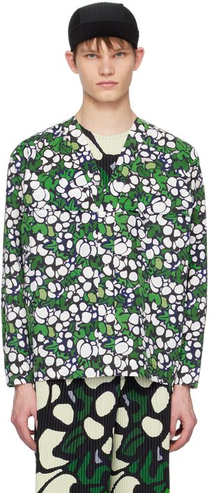 Homme Plissé Issey Miyake Chemise verte à motif graphique imprimé