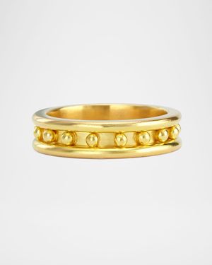 19K Gold Granulated Stack Ring, Size 6.5
