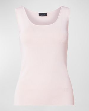 Scoop-Neck Side-Slits Knit Tank Top