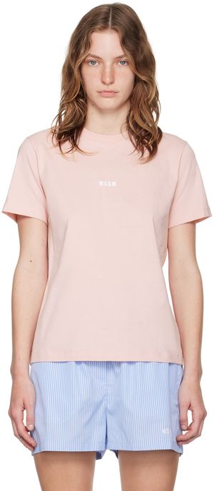 MSGM Pink Impact Mini Logo T-Shirt