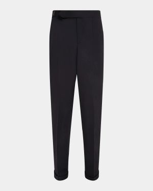 Men's Wool and Cashmere Flat Front Trousers