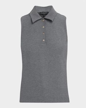 Irina Sleeveless Ponte Polo Shirt