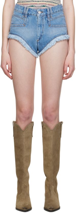 Isabel Marant Etoile Short Eneidao bleu en denim