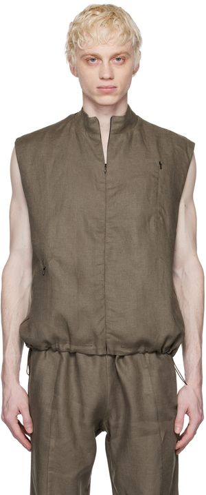 Robyn Lynch Khaki Zip-Up Vest