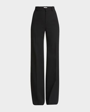 Wool Grain De Poudre Flare Trousers