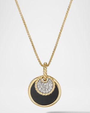 DY Elements Convertible Pendant Necklace with Black Onyx and Mother of Pearl with Diamonds in 18K Gold, 21.5mm