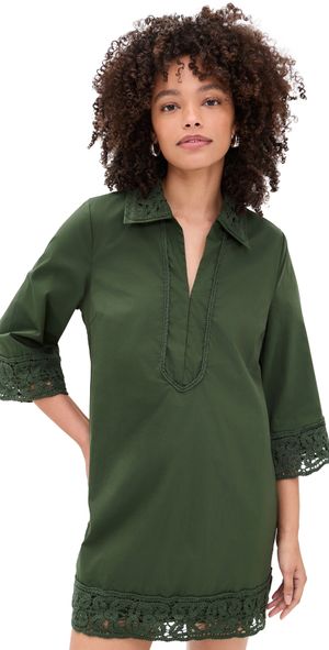 English Factory Crochet Accent Mini Dress Olive XL