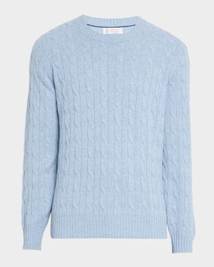 Men's Cashmere Cable Knit Crewneck Sweater