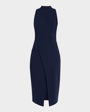 Juma Sleeveless Mock-Neck Midi Sheath Dress
