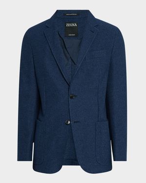 Men's Solid Textured Jersey Blazer