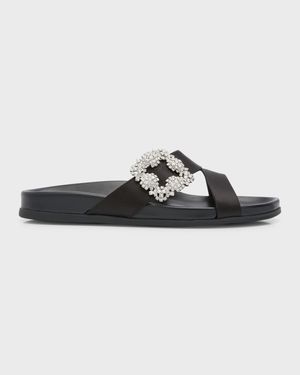Chilanghi Crystal Buckle Slide Sandals