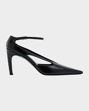 Cutout Leather Pointed-Toe Pumps