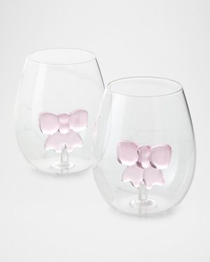 Bow Stemless Wine Glasses, Set of 2