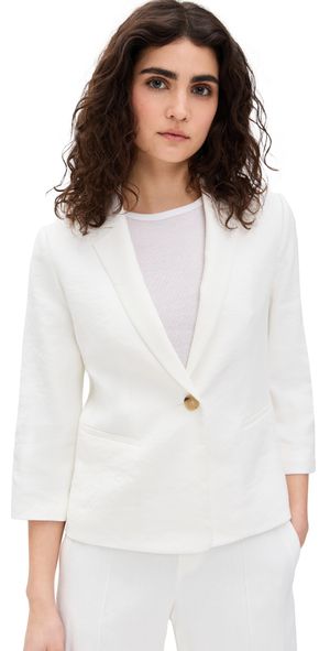 Vince Linen Shrunken Blazer Off White 12