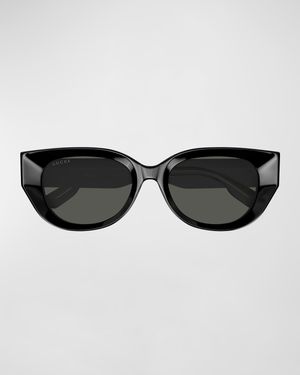 Beveled Recycled Acetate Cat-Eye Sunglasses