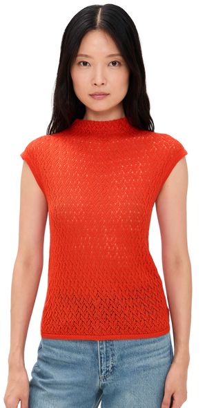 rag & bone Tana Merino Cap Sleeve Sweater Bright Orange XS