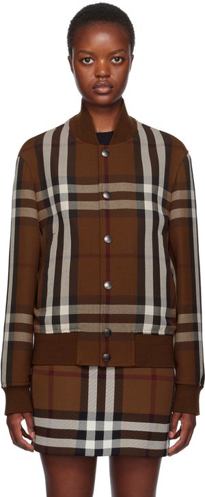 Burberry Brown Check Bomber Jacket
