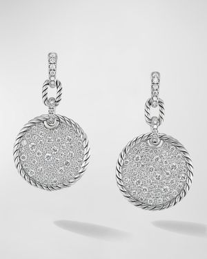 Elements Earrings with Diamonds in Silver, 0.75"