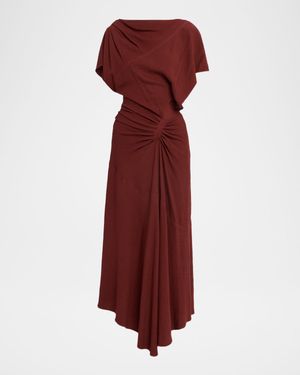 Dena Draped Crepe Midi Dress