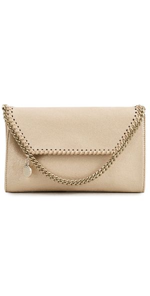 Stella McCartney Falabella Eco Shiny Dotted Chamois with Tonal Wallet on Chain Gold One Size