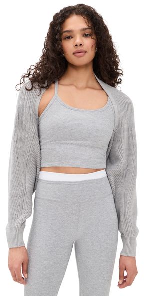 Beyond Yoga Ready For Barre Relaxed Shrug Grey Heather S/M