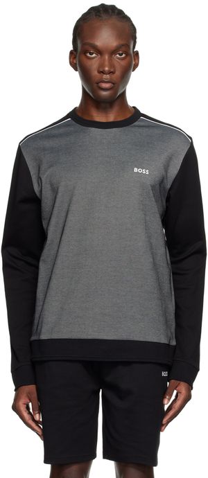 BOSS Black & Gray Embroidered Logo Sweatshirt