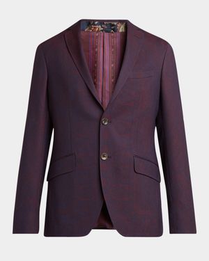 Men's Wool Jacquard Two-Button Sport Coat