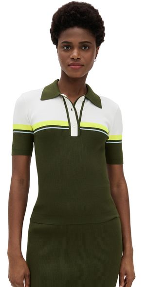 ESSENTIEL ANTWERP Haustral Ribbed Polo Combo2 Kombu Green M
