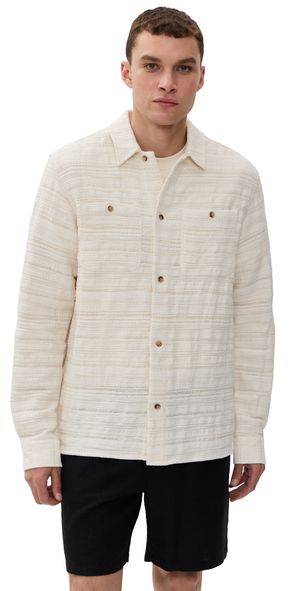 Les Deux Jonas Structured Stripe Overshirt Ivory L
