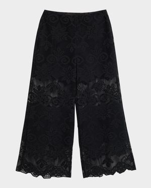 Gina Wide-Leg Geometric Floral Lace Pants