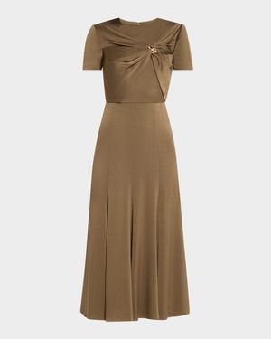 Draped Satin Crepe Midi Dress