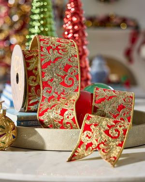 Velvet Sequined Acanthus-Trim Ribbon, 3.75" x 10 Yards