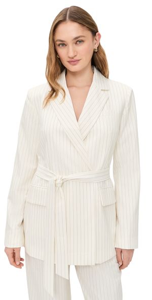 Good American Essential Suiting Belted Blazer Chestnut Stripe 2XL