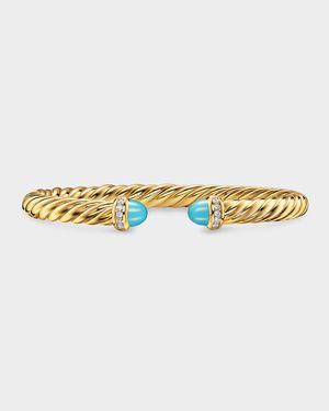 Cablespira Flex Bracelet with Gemstones and Diamonds in 18K Gold, 6mm