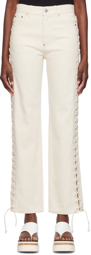 Stella McCartney Off-White Lace-Up Jeans
