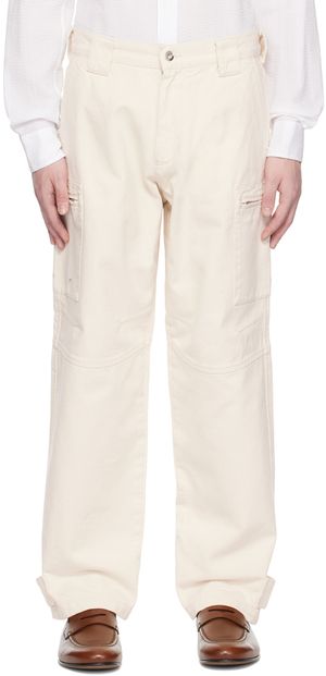 Emporio Armani Jean blanc cassé à poches à glissière