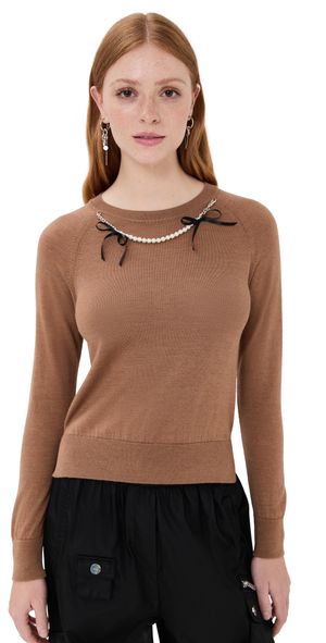 Simone Rocha Classic Long Sleeve Sweater Chestnut/Pearl S