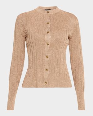 Metallic Rib Crewneck Cardigan