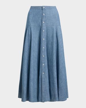 Cotton Chambray Maxi Skirt