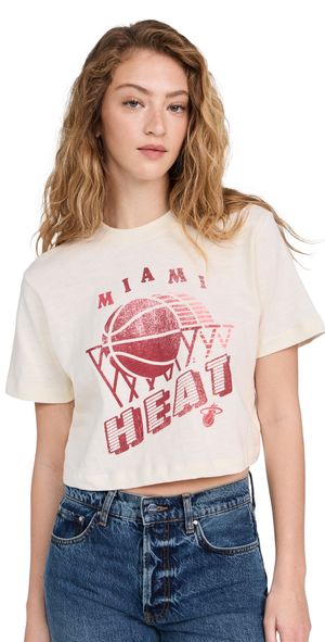 Junk Food Heat Short Sleeve Mock Neck Crop Tee White XS