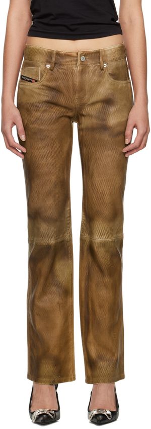 Diesel Tan L-Texa Leather Pants