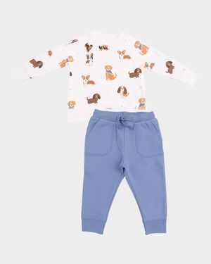 Boy's Best Friend Dogs Raglan Sweatshirt & Joggers Set, Size 6M-3
