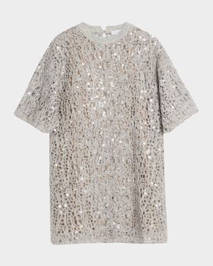 Wool-Cashmere Cocco Knit Paillette Mini Shift Dress