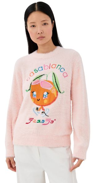 Casablanca Character Intarsia Crew Pullover Merino Kawaii Orange S