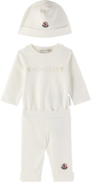 Moncler Enfant Baby White Cotton Bodysuit Set