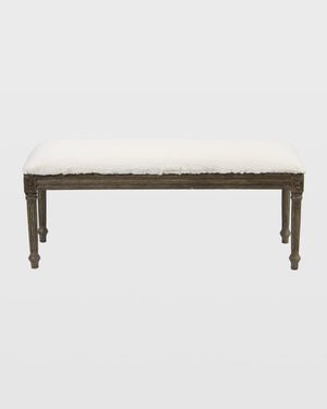 Short French Bench with Faux Fur Cushion