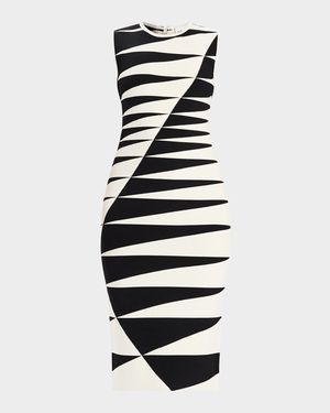 Valeria Abstract Sleeveless Midi Dress