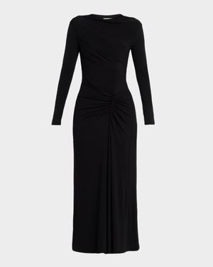 Ferrera Ruched Long-Sleeve Midi Dress