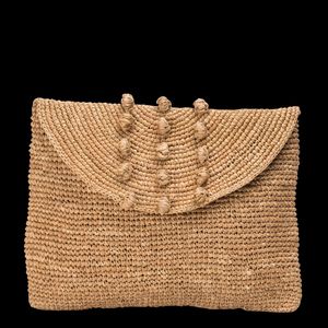 Camalya - Grande pochette en raphia tressé - Taille Unique - Beige