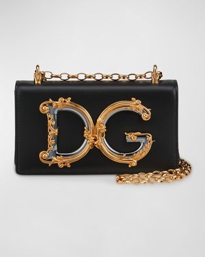 DG Girls Barocco Leather Shoulder Bag